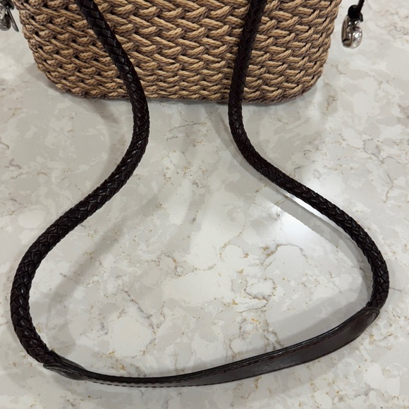 Brighton women's rattan & brown leather shoulder purse - near perfect condition - Picture 10 of 12